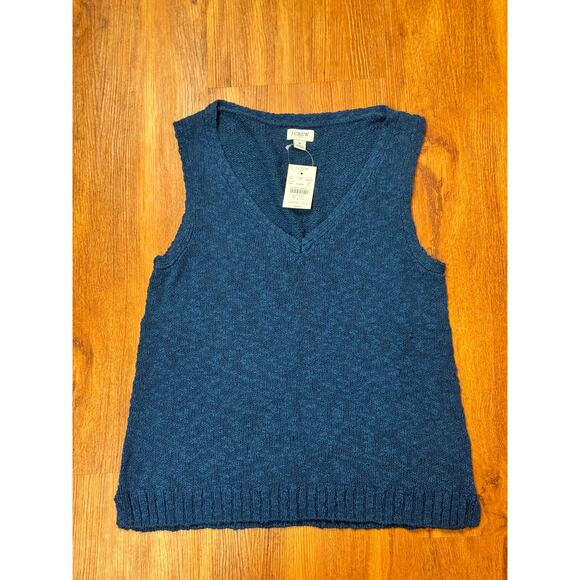 NWT! J.Crew V-Neck Sleeveless Sweater in Blue Size S - Picture 1 of 4